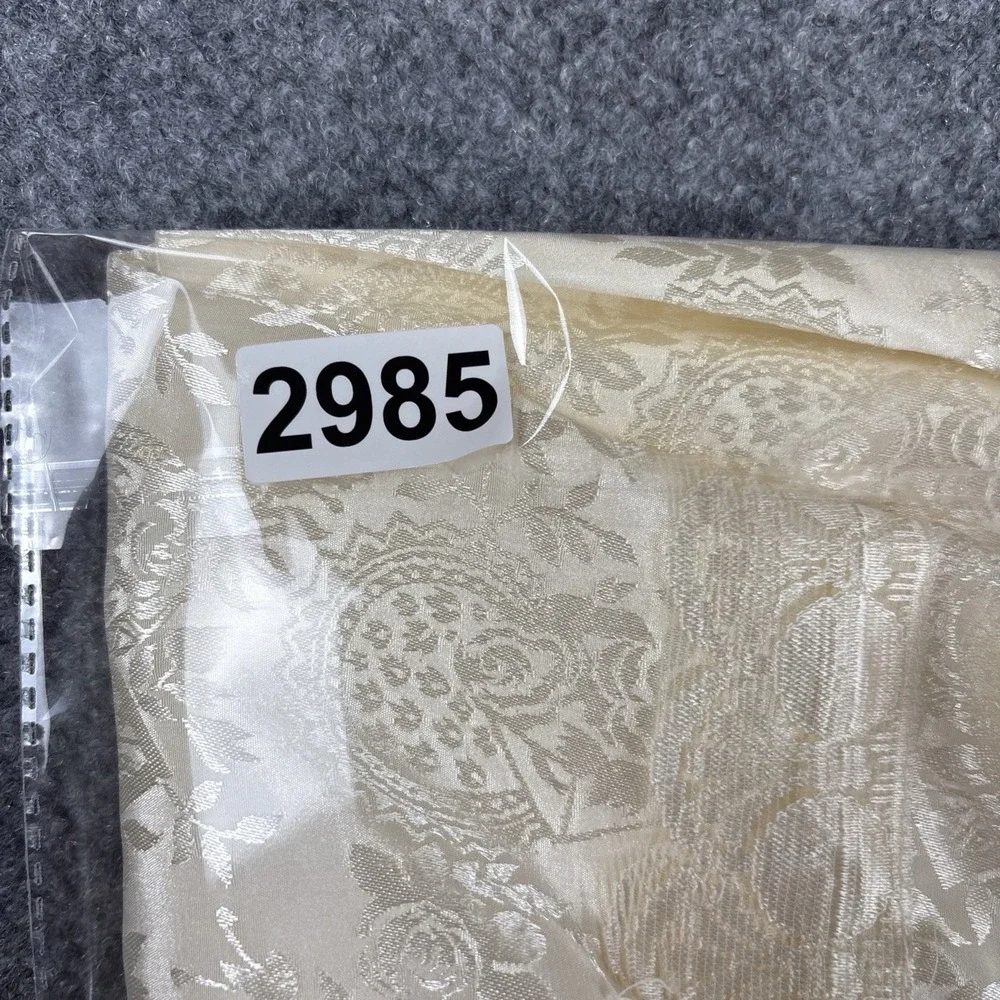 Elizabeth Lauren Womens L‎ Ivory Satin Jacquard Nightgown Lace Trim Coquette Y2K
